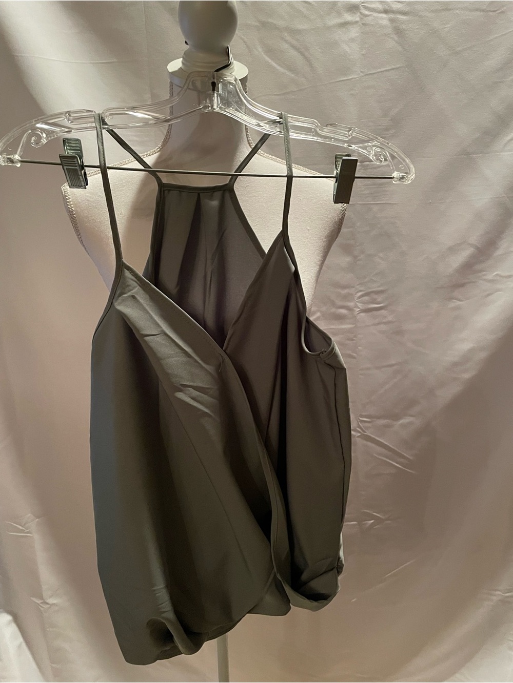 Women's Olive Green Halter Cropped Cami Top
